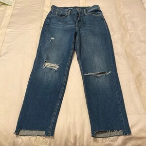 👖👖👖💙 Old Navy Distressed Extra High Rise Sky-High Straight Jeans Size 6